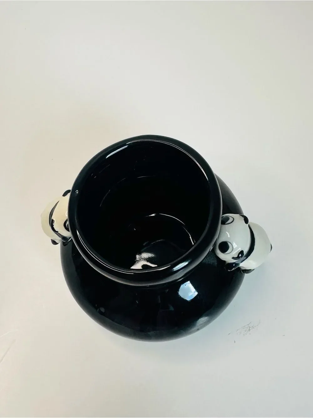 Black Ceramic Panda Vase 4x4.5